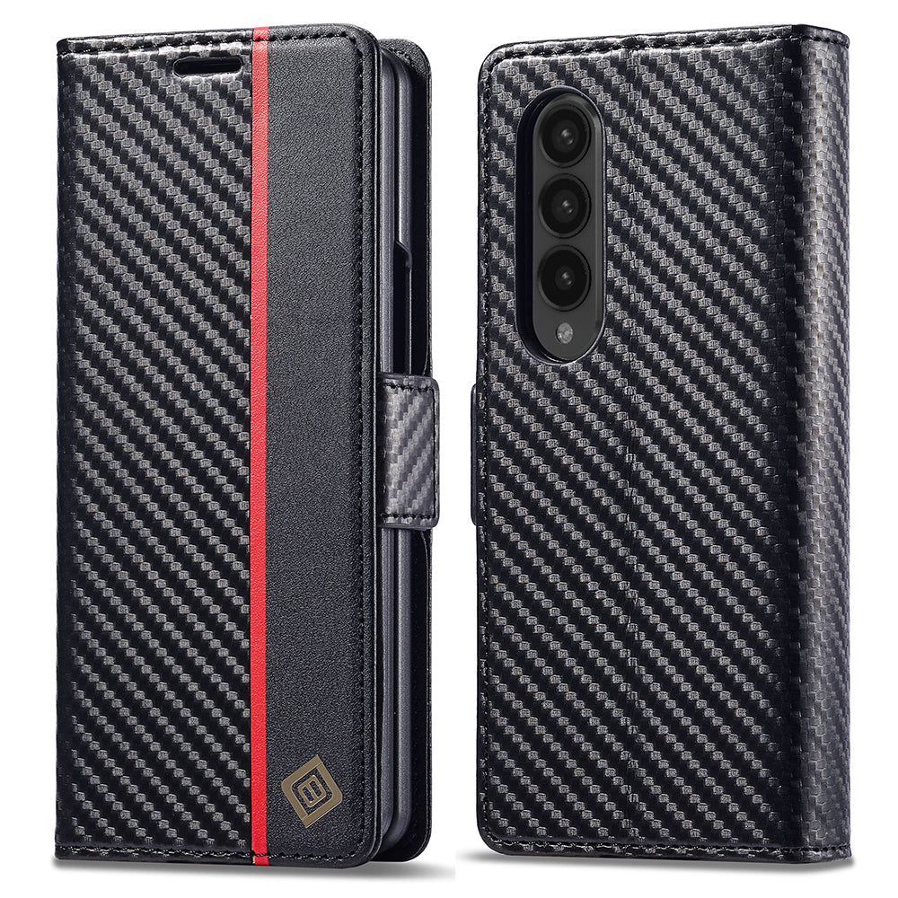 LC.IMEEKE For Samsung Galaxy Z Fold4 5G Leather Wallet Case Stand Carbon Fiber Texture Phone Cover LC.IMEEKE For Samsung Galaxy Z Fold4 5G Leather Wallet Case Stand Carbon Fiber Texture Phone Cover